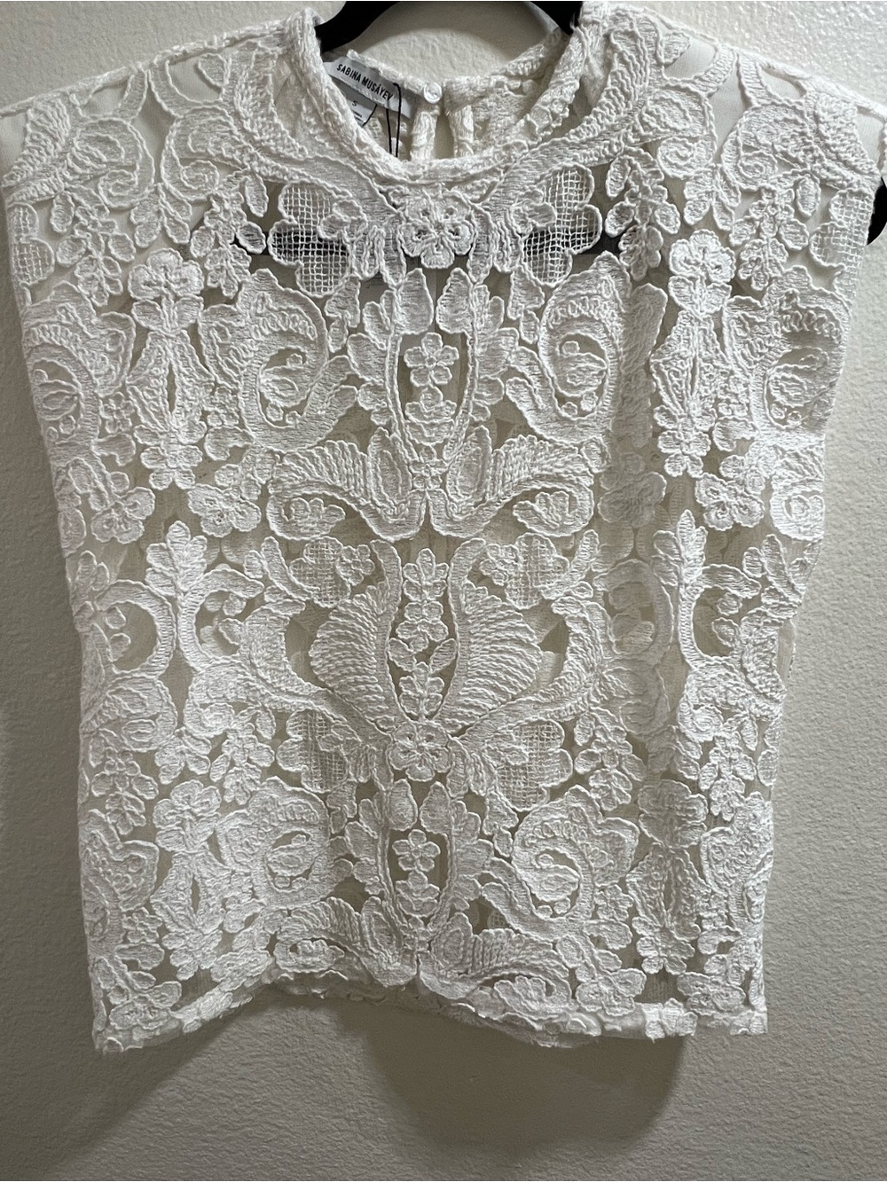 NWT Sabina Musáyev Black white Lace Arabella Top
